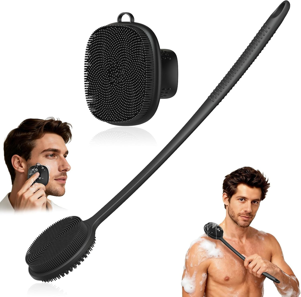 Depurador de silicona para la espalda para ducha y limpiador facial...