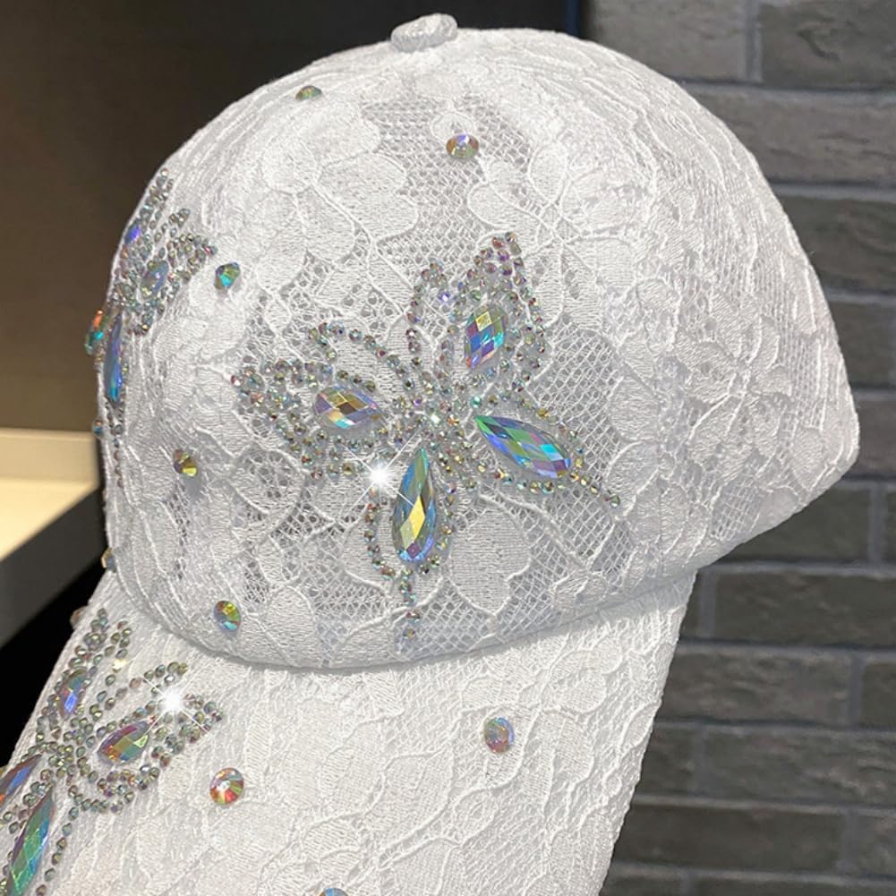 Gorra de béisbol con diamantes de imitación y lentejuelas para muje...