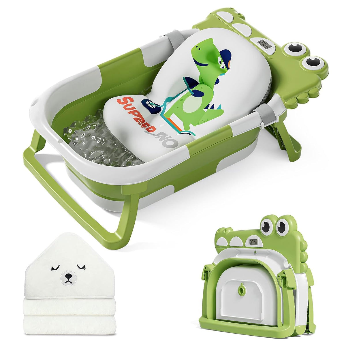 MoreFeel Bañera plegable para bebé recién nacido con termómetro y 1...