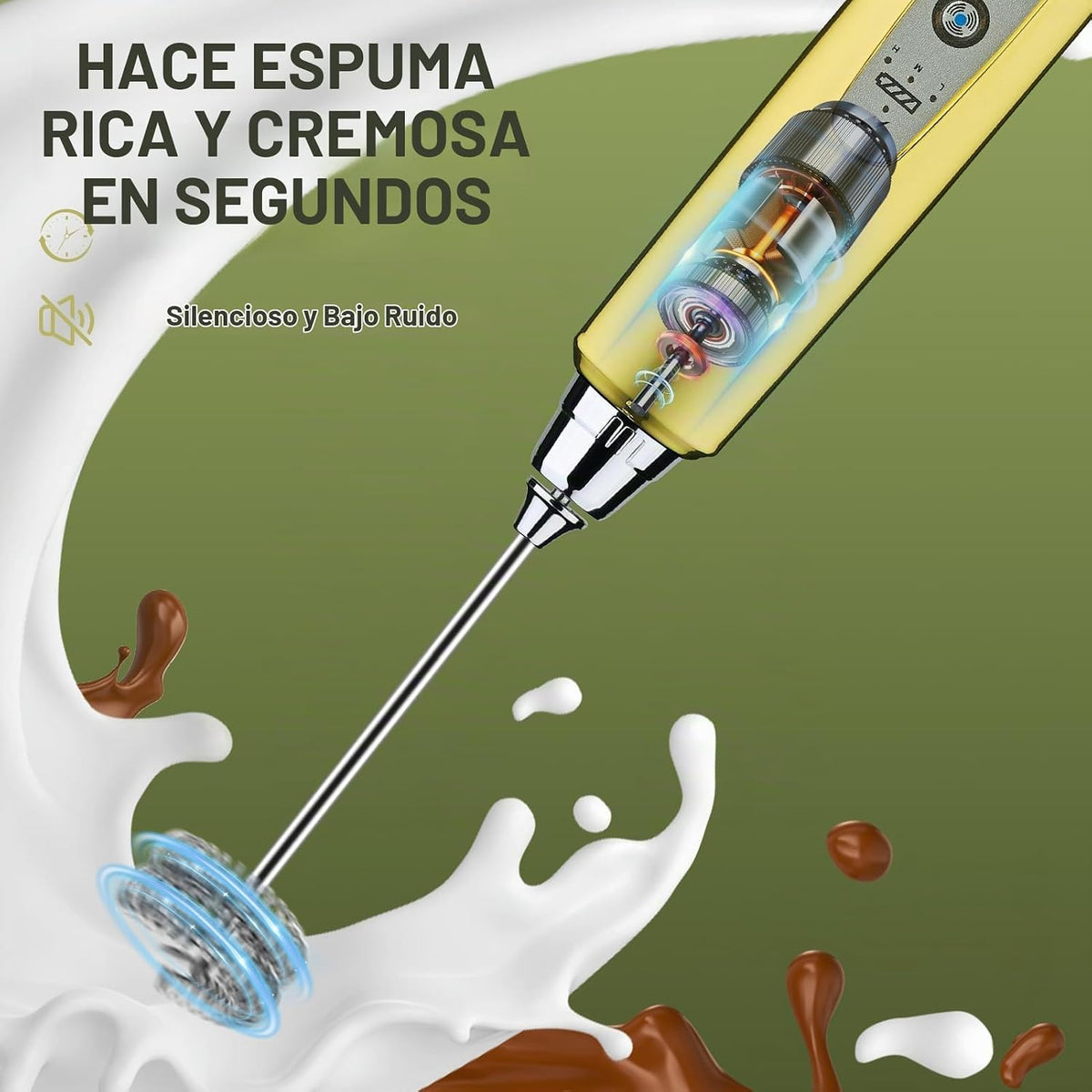 YUSWKO - Varita espumadora de leche de mano para café, batidor eléc...