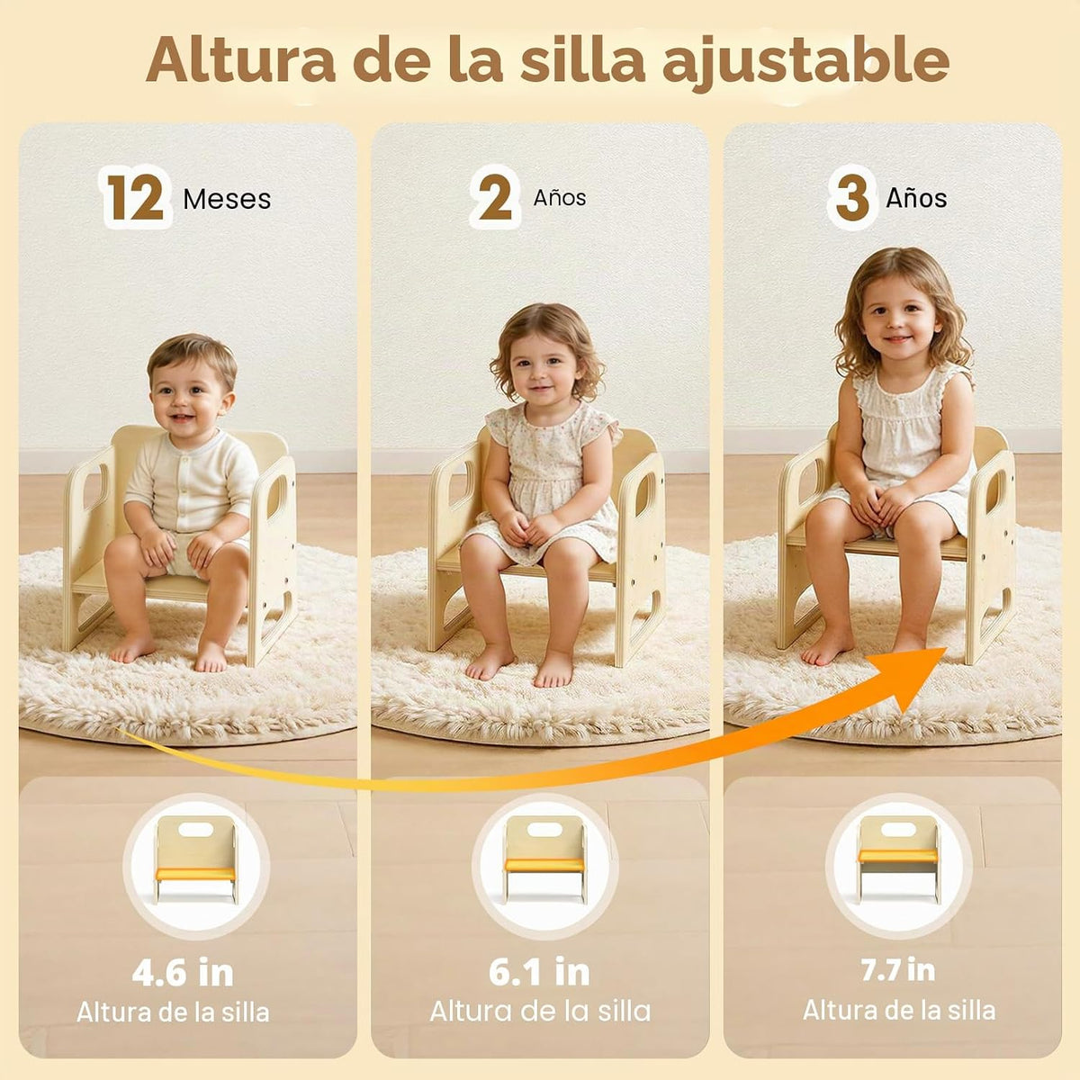 GVOO Montessori - Juego de mesa y silla de destete, 3 mesas y silla...