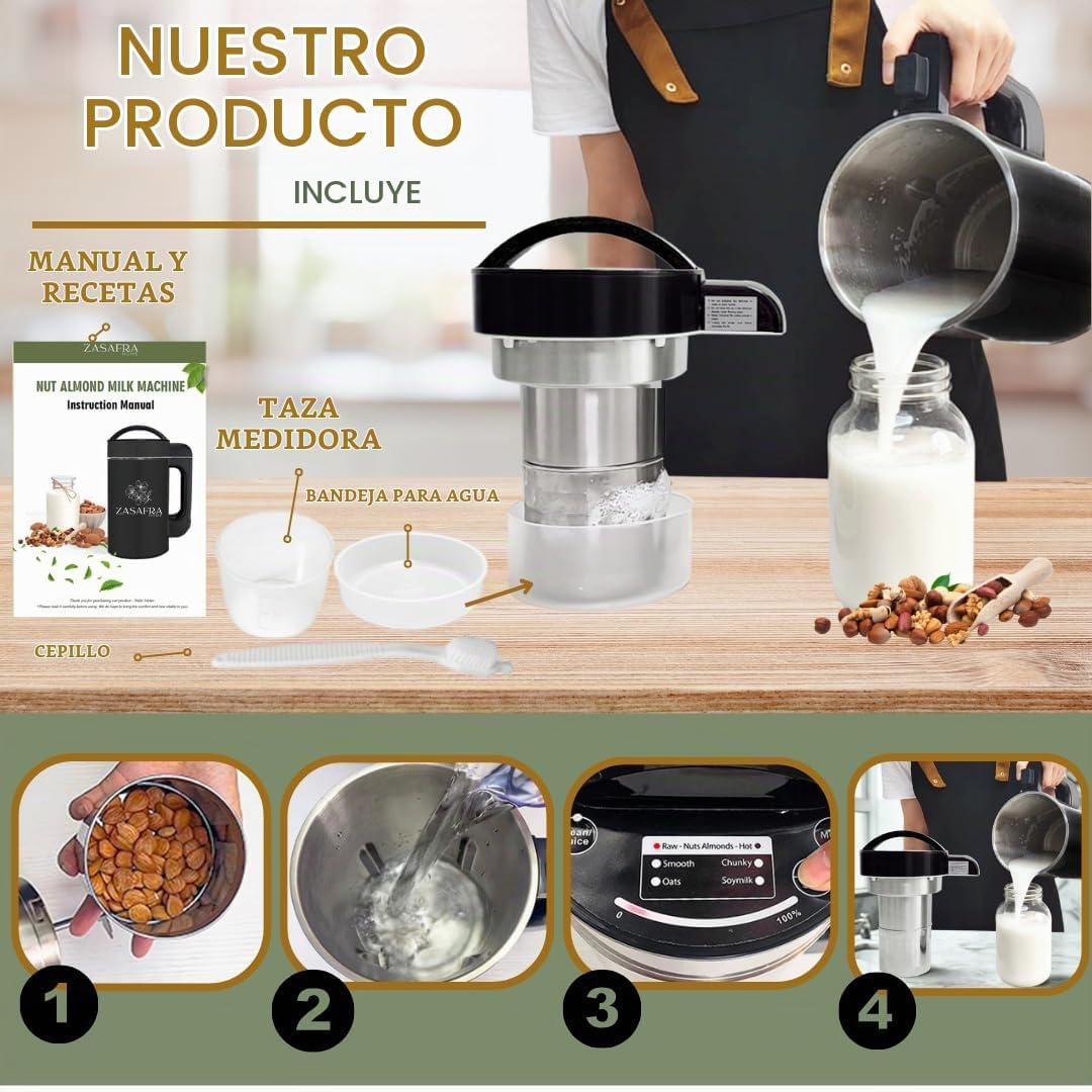 Máquina para hacer leche de nuez 8 en 1, 50 onzas \/ 1.5 L con cola...