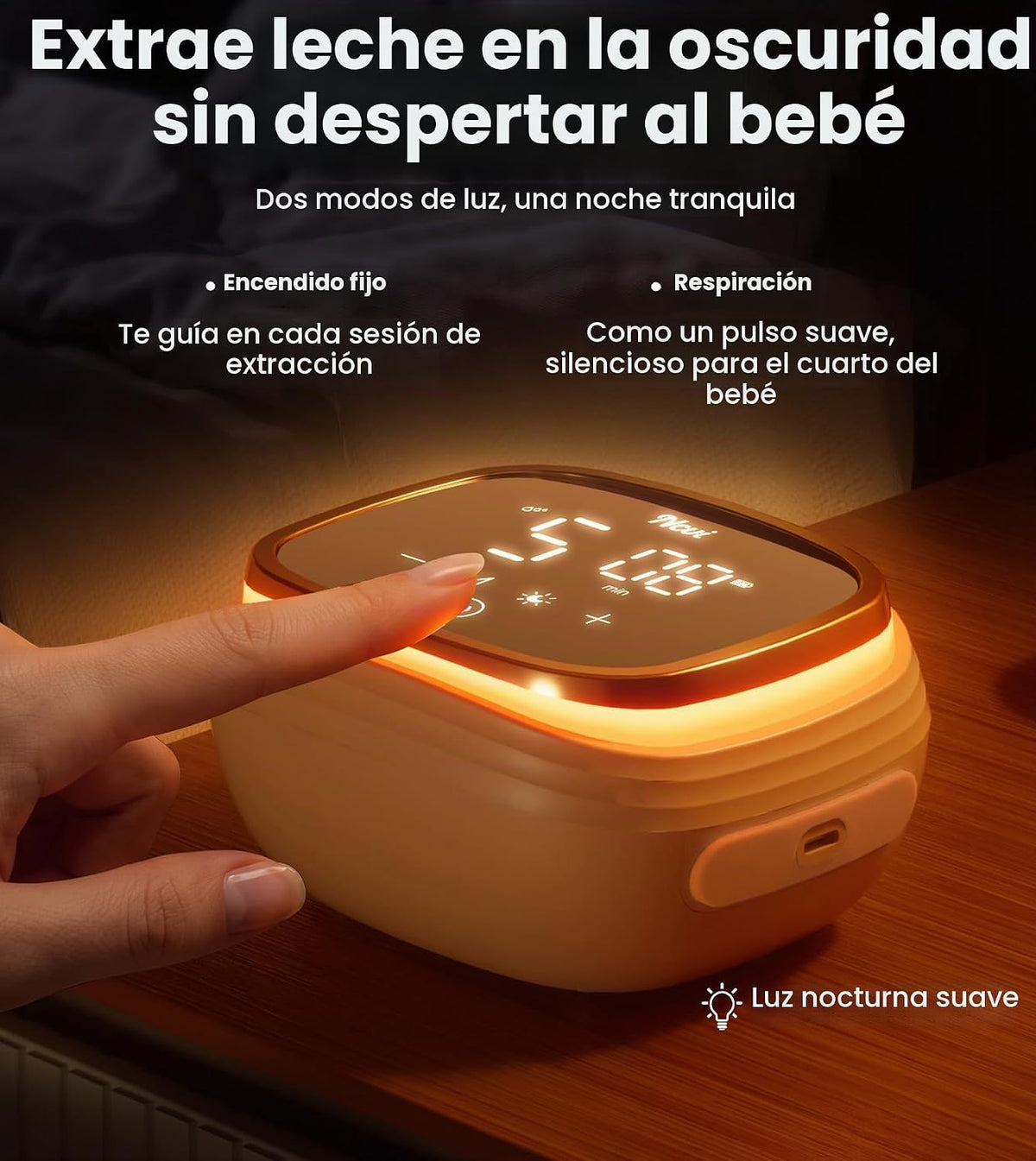 NCVI 8782 Pro Bomba de leche eléctrica 4400mAh batería con luz noct...