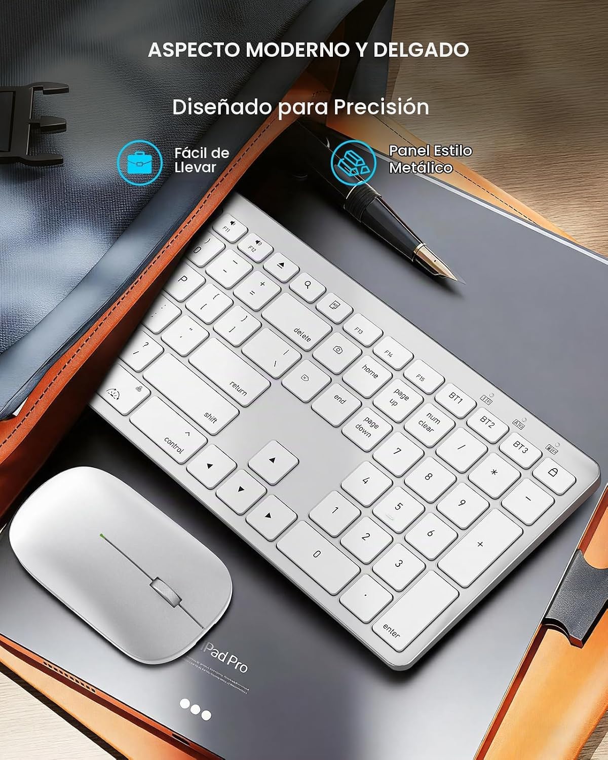 SABLUTE Teclado y mouse Bluetooth para Mac: retroiluminación de 7 c...