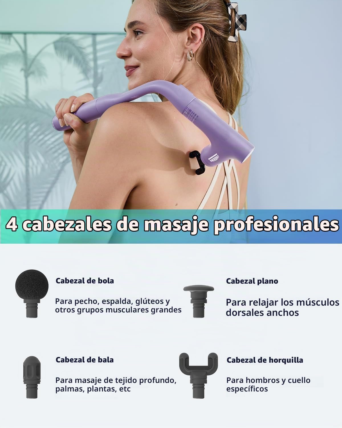 CAREKING Pistola de masaje desmontable 3 en 1 para tejido profundo,...