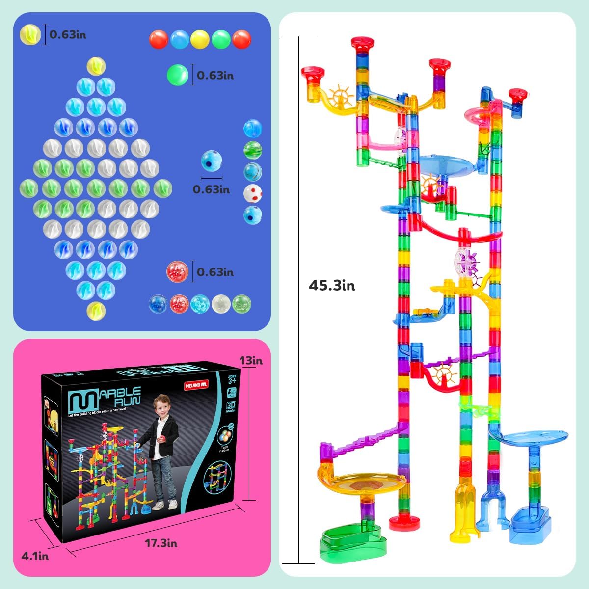 Meland Marble Run - Juego de construcción de laberinto de mármol de...