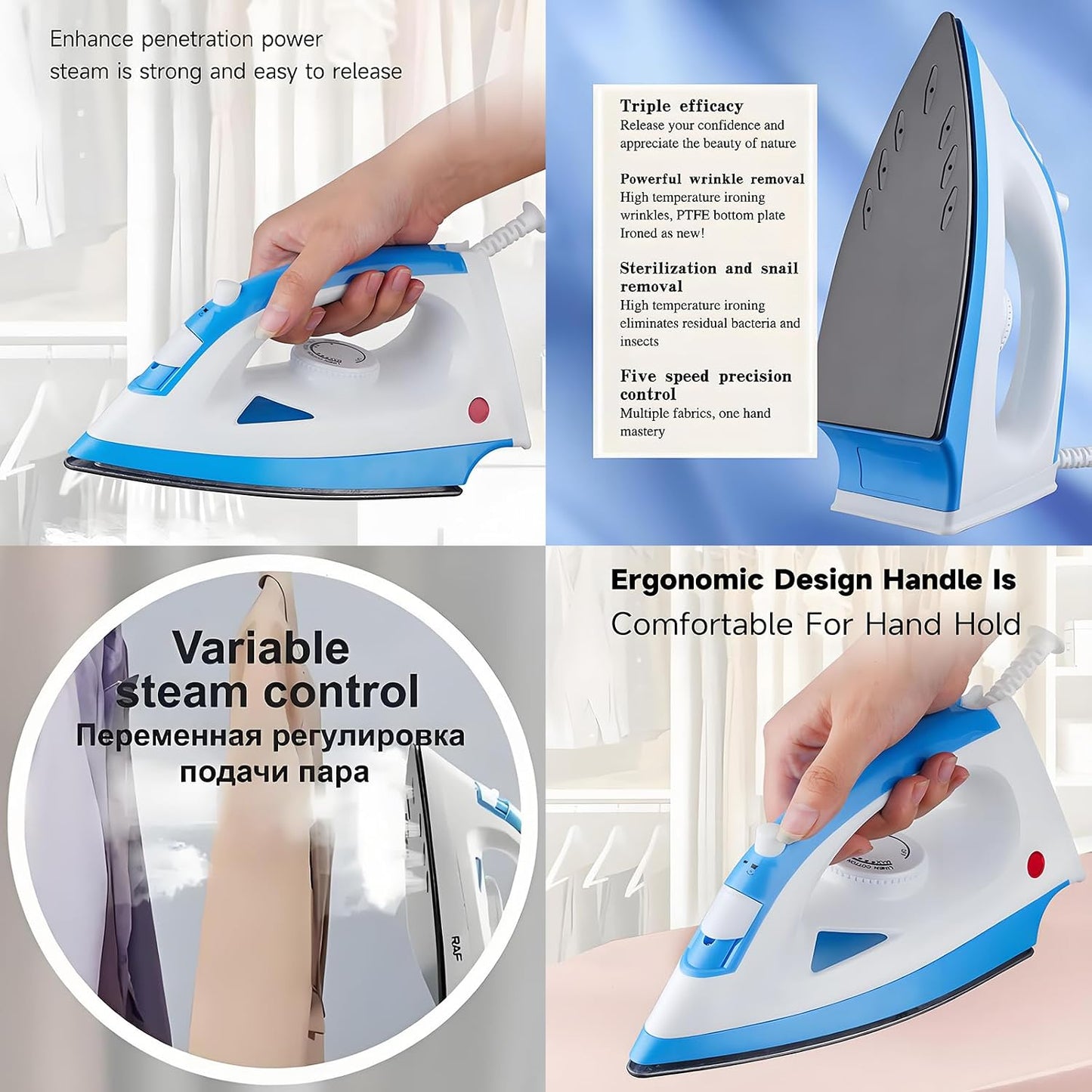 Plancha eléctrica, plancha de vapor, 1200 W, vaporizador, portátil...