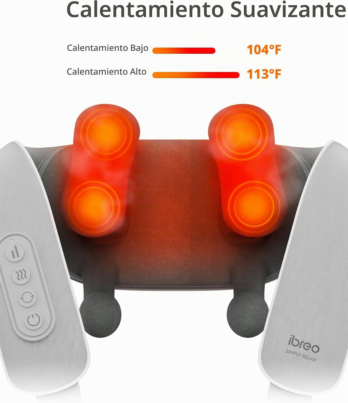 Masajeador inalámbrico Shiatsu para cuello y espalda con calor, 10...