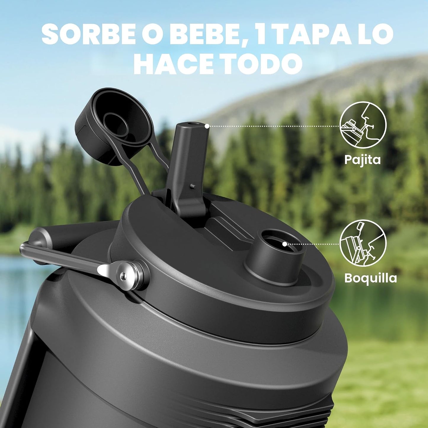 Botella de agua aislada de 1 galón para deportes: Meoky - Jarra de...