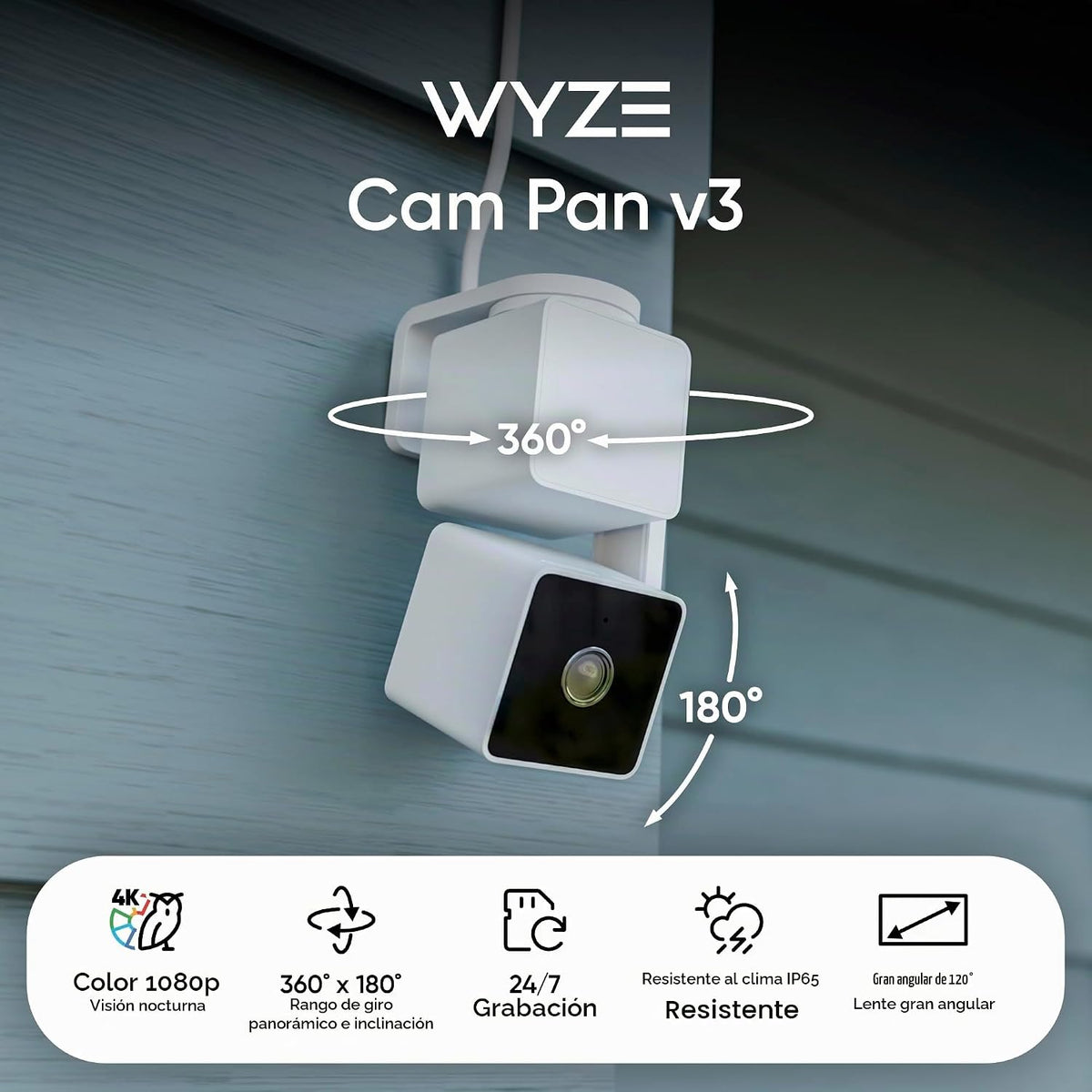 WYZE Cam Pan v3 Interior\/Exterior IP65 1080P 360° Pan\/Tilt\/Zoom...