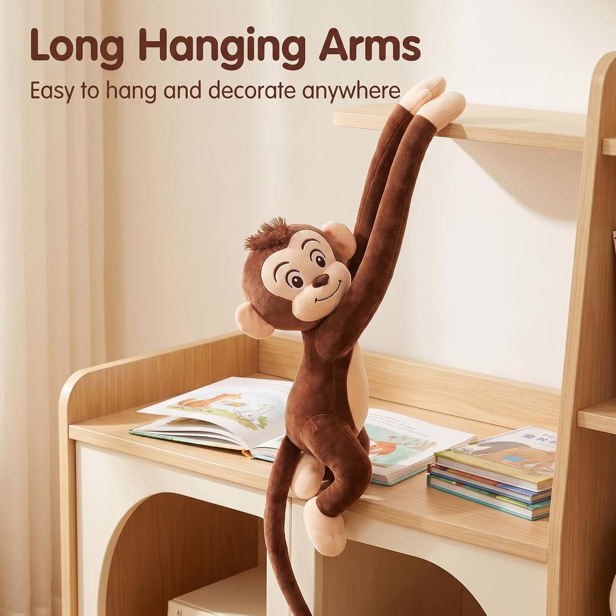 Hgplvxj - Mono de peluche de brazo largo colgante, muñeco de peluch...