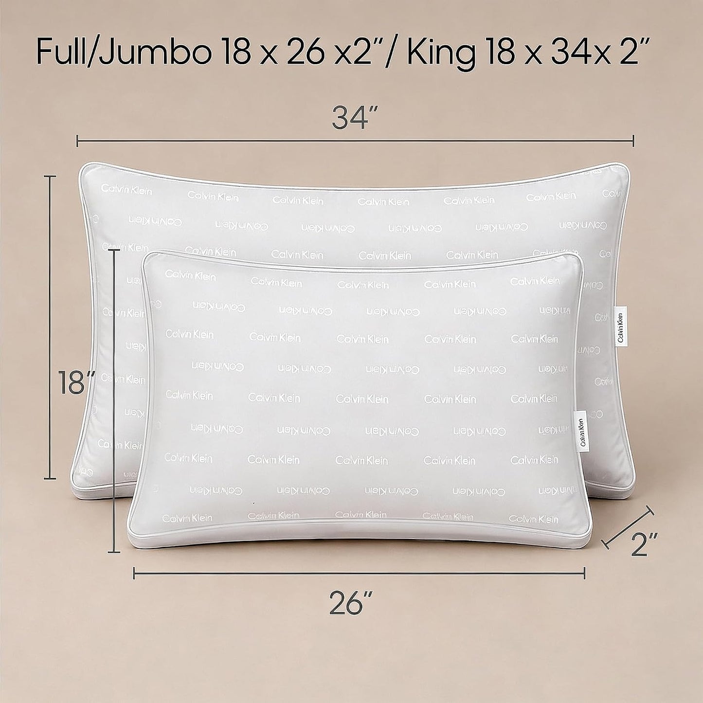 Calvin Klein Juego de 2 almohadas de hotel de lujo, tamaño Queen, s...