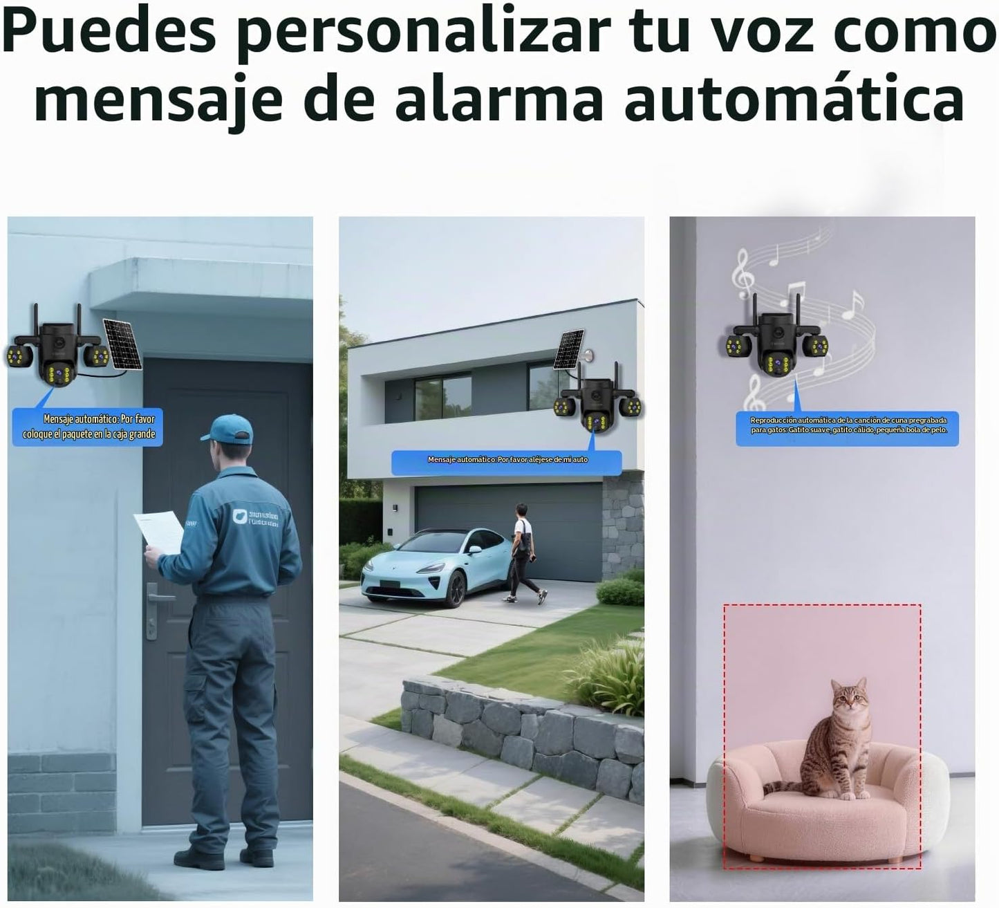 ORAXIUM Cámara de seguridad inalámbrica para exteriores de triple l...