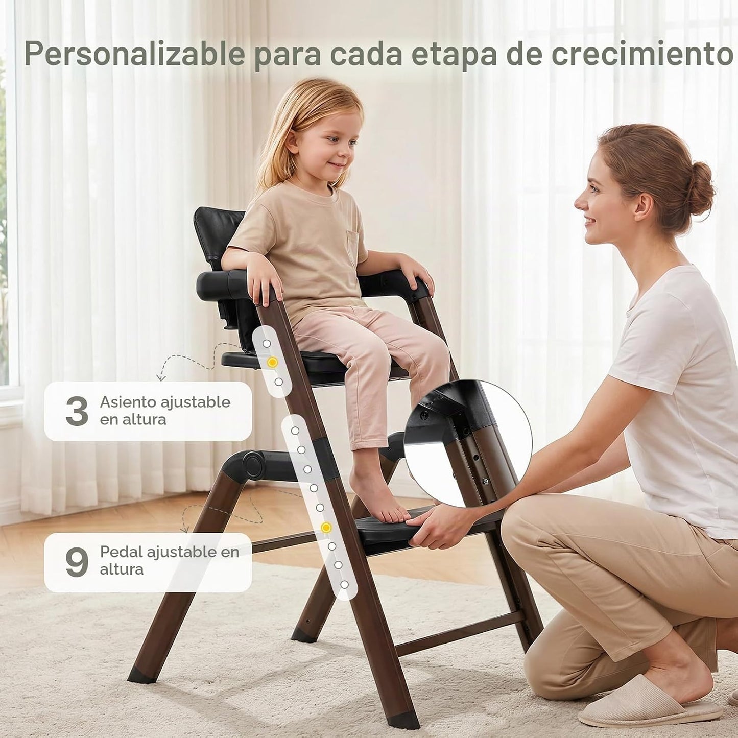 Ezebaby Silla alta para bebés y niños pequeños: sillas altas plegab...