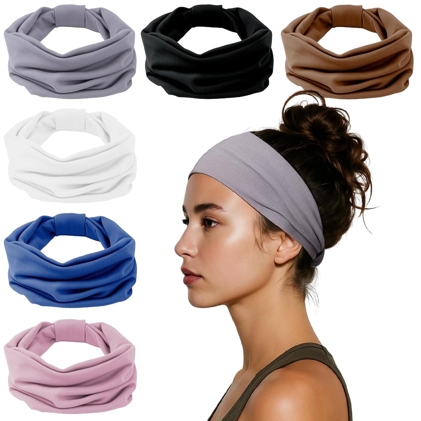 HSEM Diademas para mujer, bandas elásticas anchas para la cabeza, b...