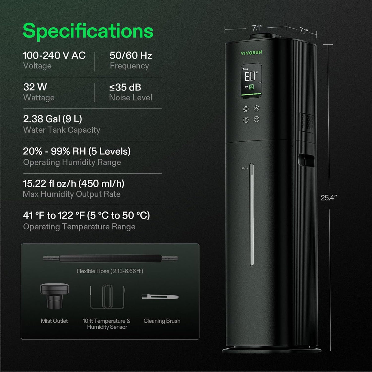 VIVOSUN AeroStream H09 Humidificador Inteligente Wi-Fi, Humidificad...
