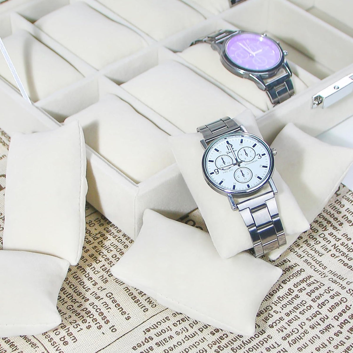 Ausalivan Vitrina de relojes para hombres, caja organizadora de rel...