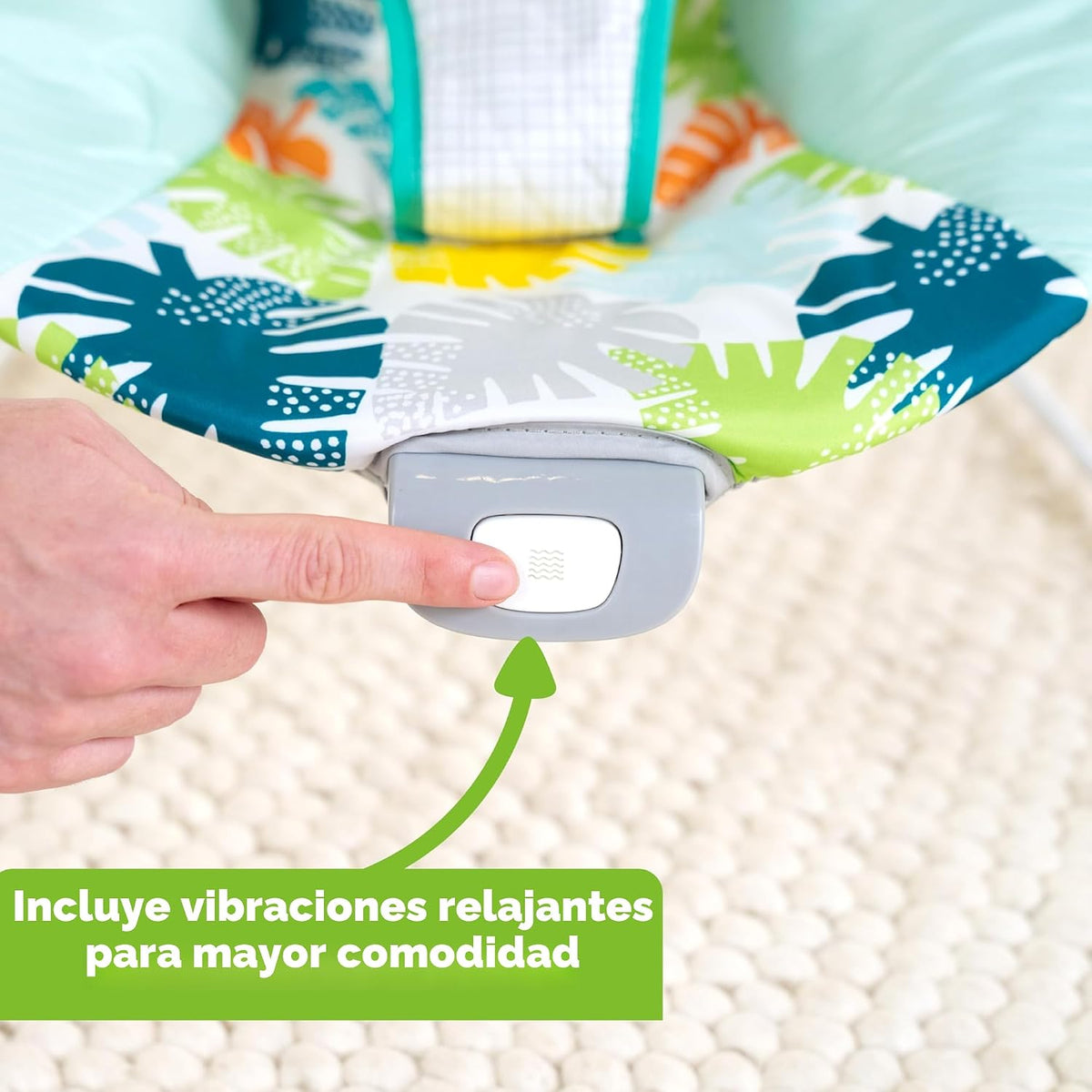 Bright Starts Wild Wonders Hamaca Vibratoria para Bebé, Barra de Ju...