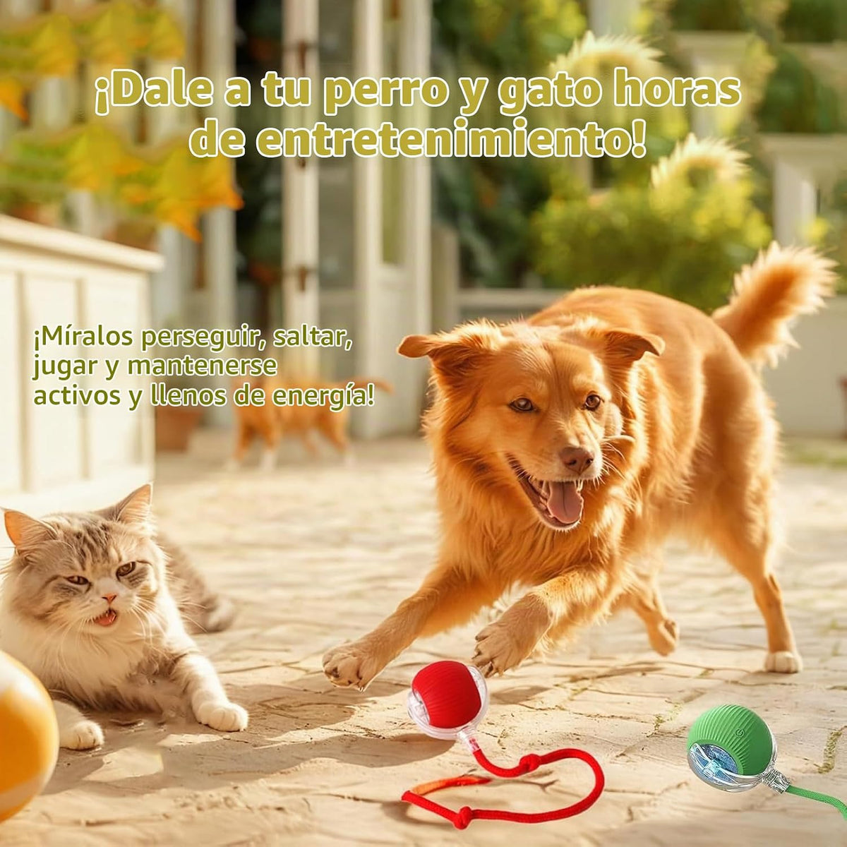 Pelota de juguete interactiva para perros y gatos, movimiento autom...