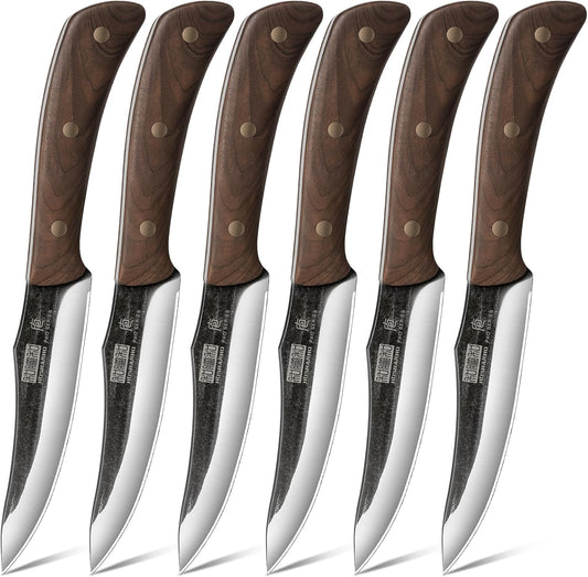 HOSHANHO Juego de 6 cuchillos para carne, ultra afilados de 4.5 pul...