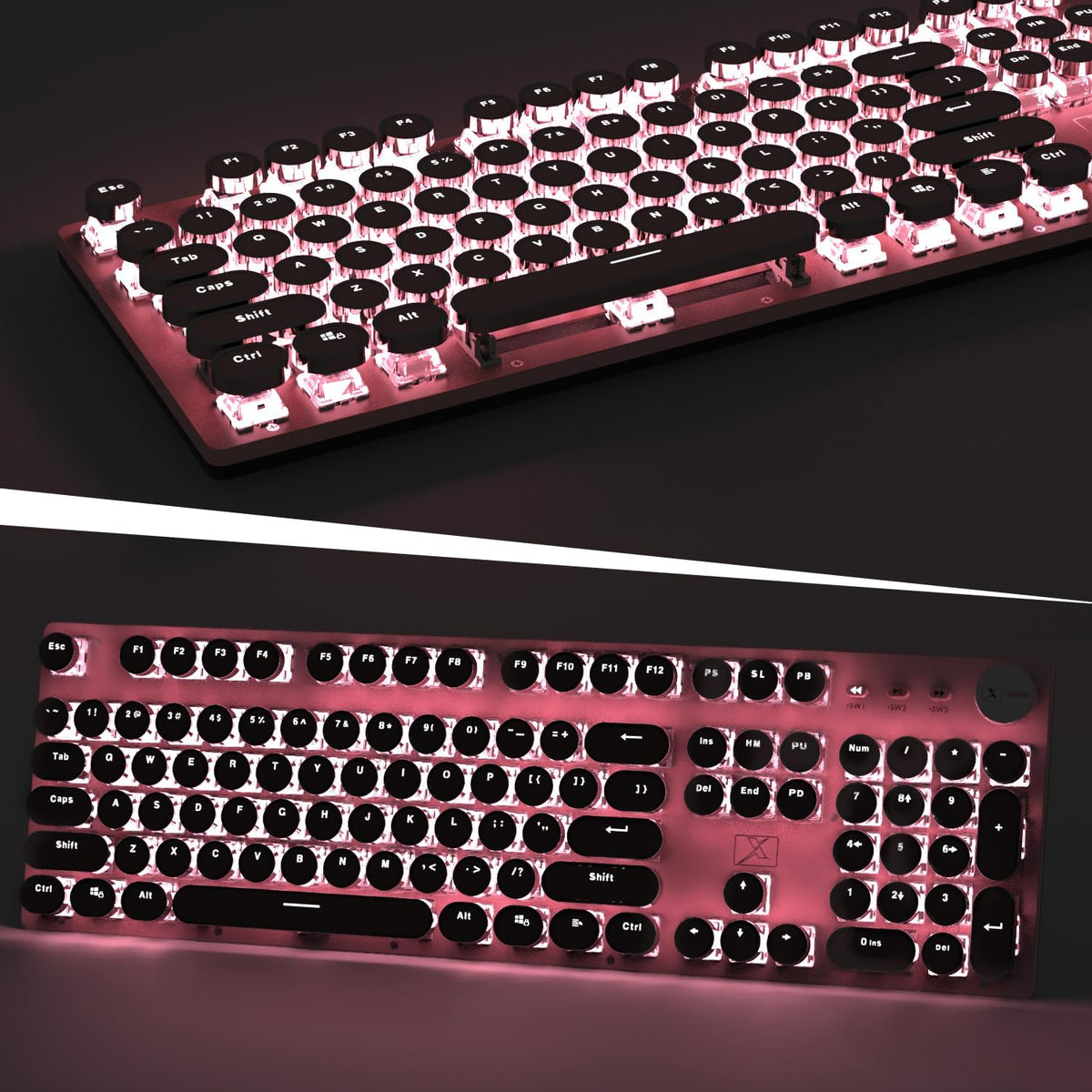 Teclado mecánico retro con cable para juegos, estilo máquina de esc...