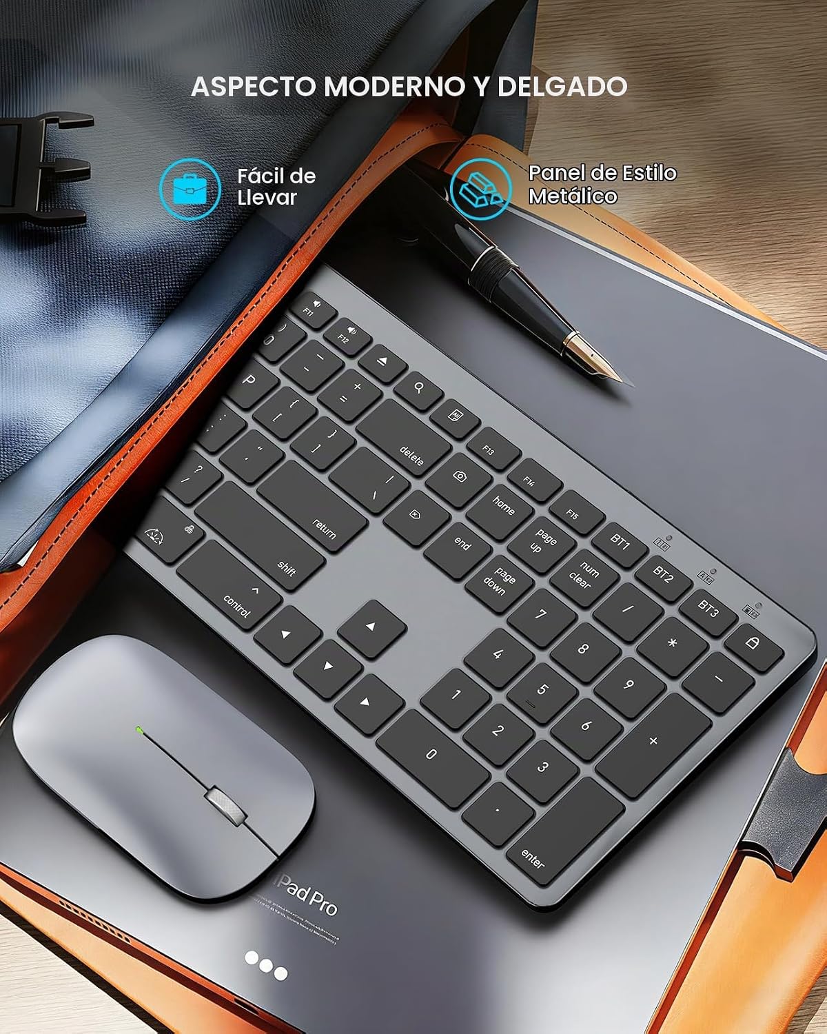 SABLUTE Teclado y mouse Bluetooth para Mac: retroiluminación de 7 c...