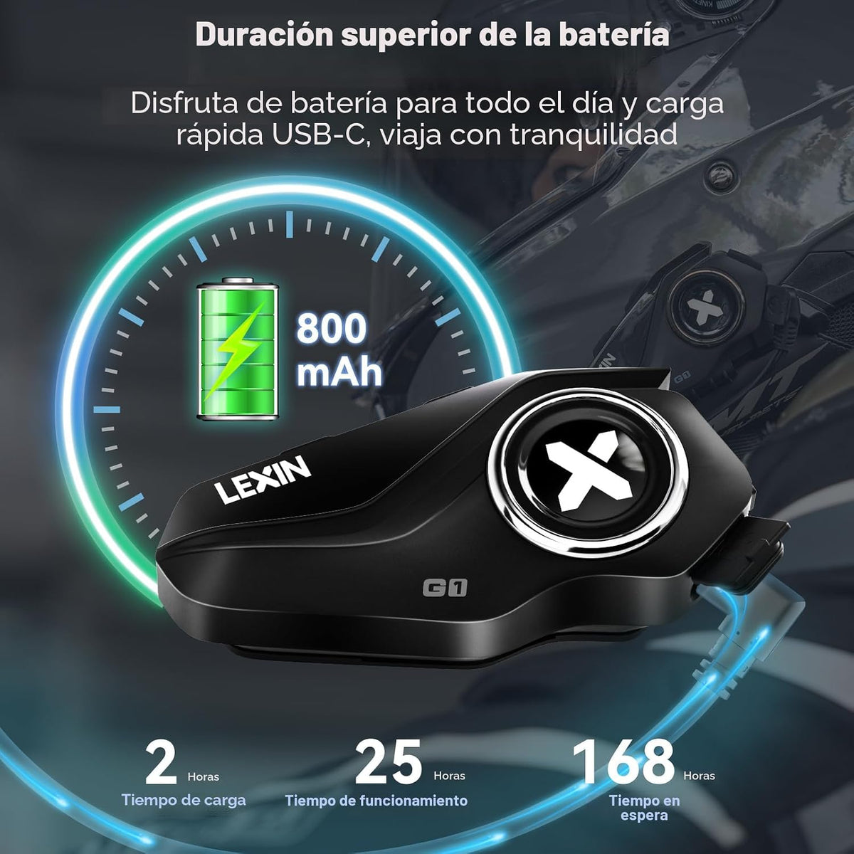 Lexin G1 - Audífonos Bluetooth para motocicleta, altavoces para cas...
