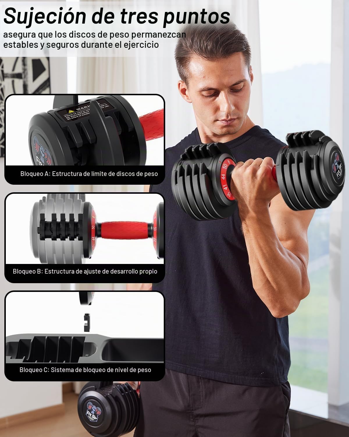 Fit Sir Juego de mancuernas ajustables, 10 en 1, mancuernas ajustab...