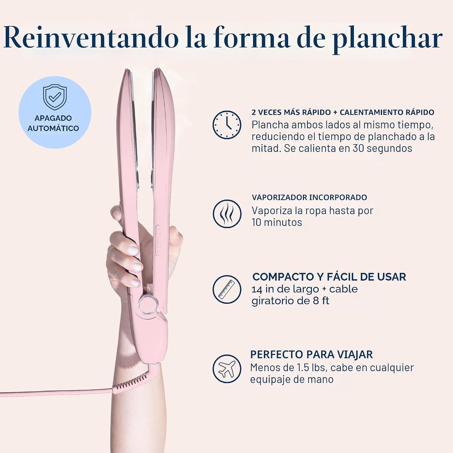 Nori Plancha de vapor de viaje de prensa, plancha de mano, pesa 1.4...