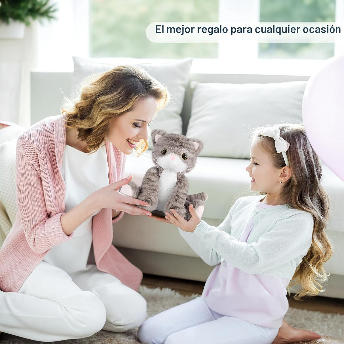 SuzziPals Peluche de gato gris calentable y refrigerable, almohadil...