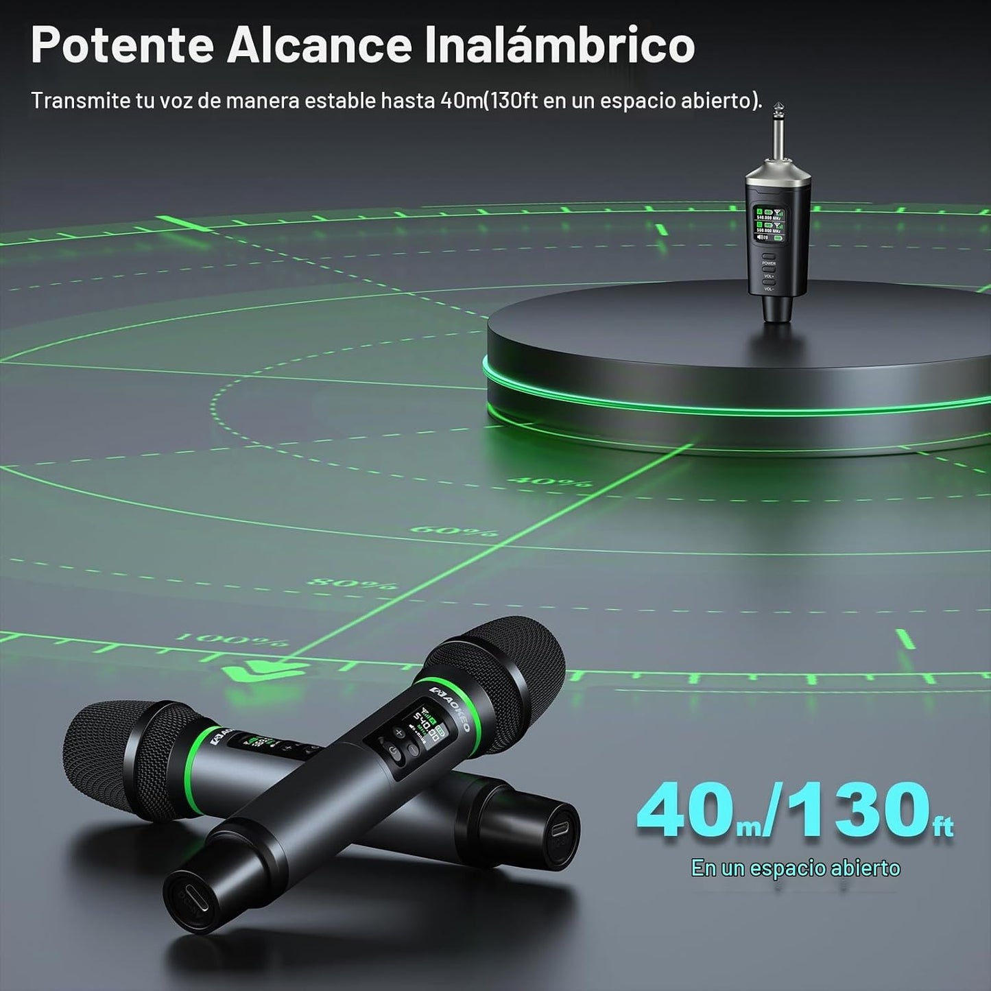Aokeo Micrófono inalámbrico, AK-22P juego de micrófono inalámbrico...
