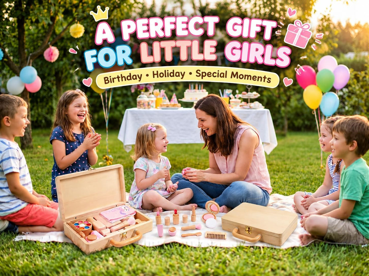 Juego de tocador de madera para niñas, salón de belleza con espejo...