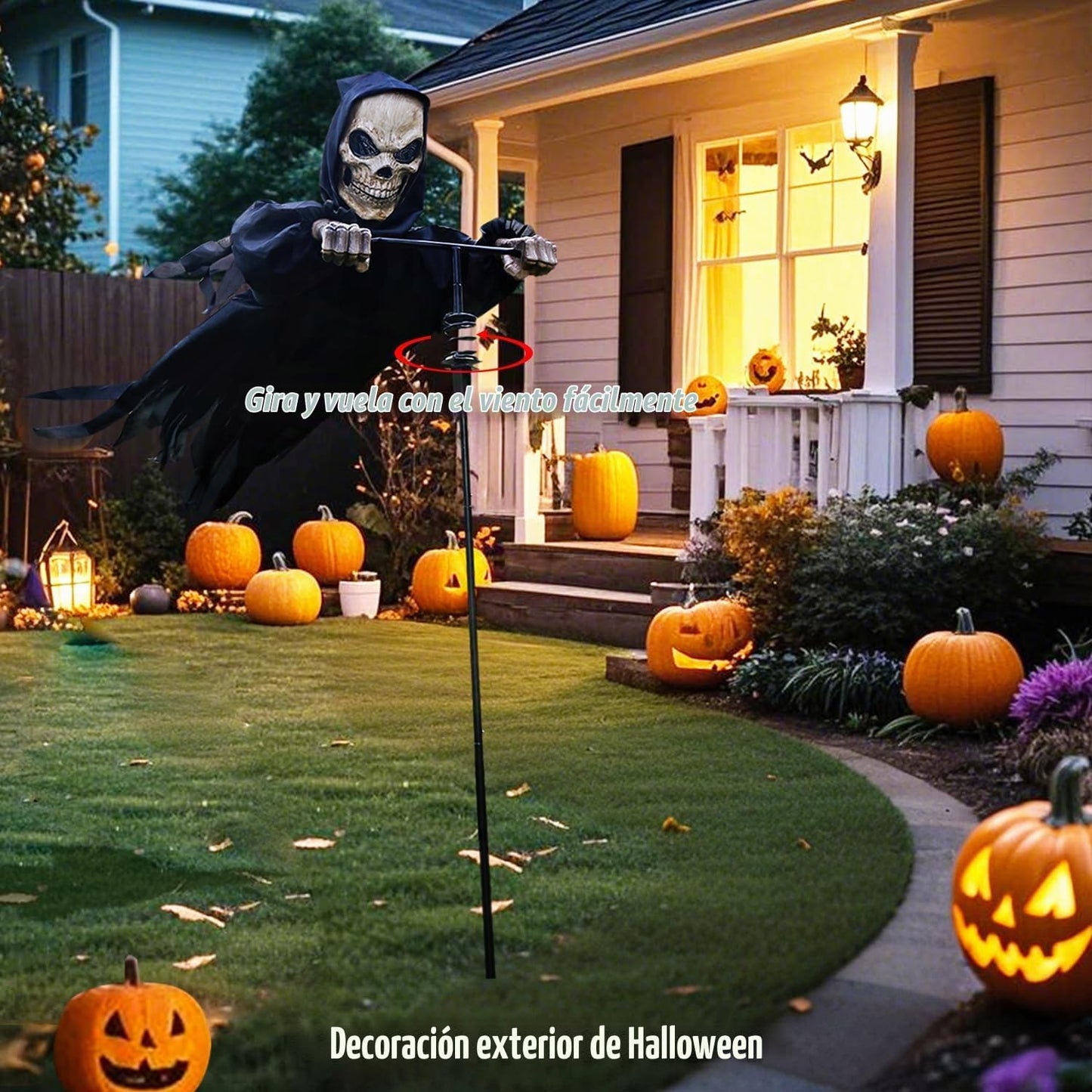 LarpGears Decoraciones de esqueleto de Halloween para exteriores, 7...
