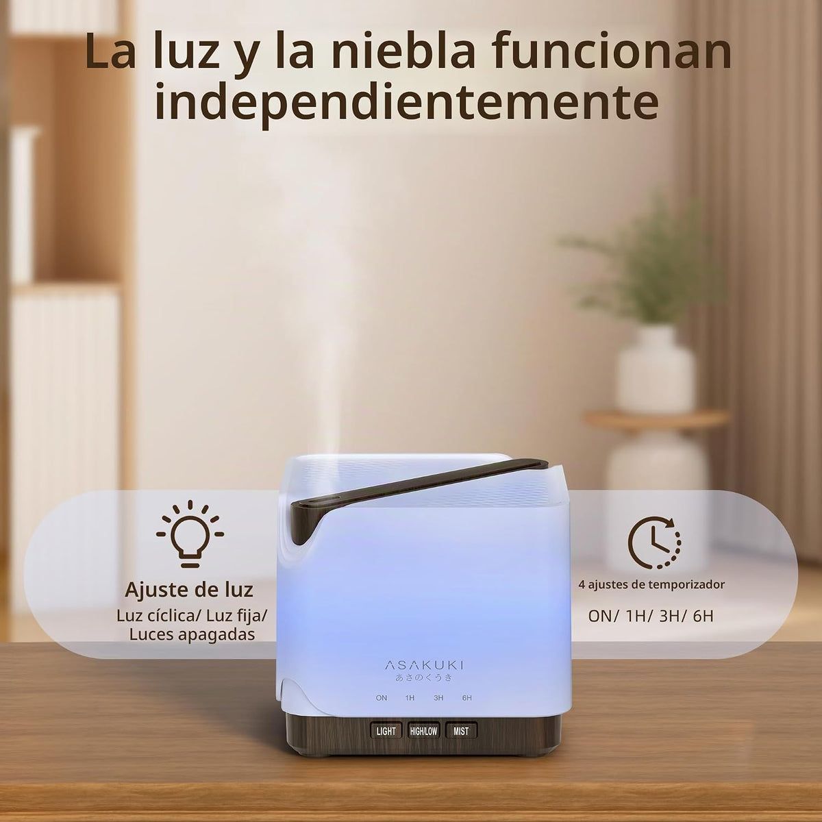 ASAKUKI Difusor de aceite esencial, humidificador ultrasónico multi...