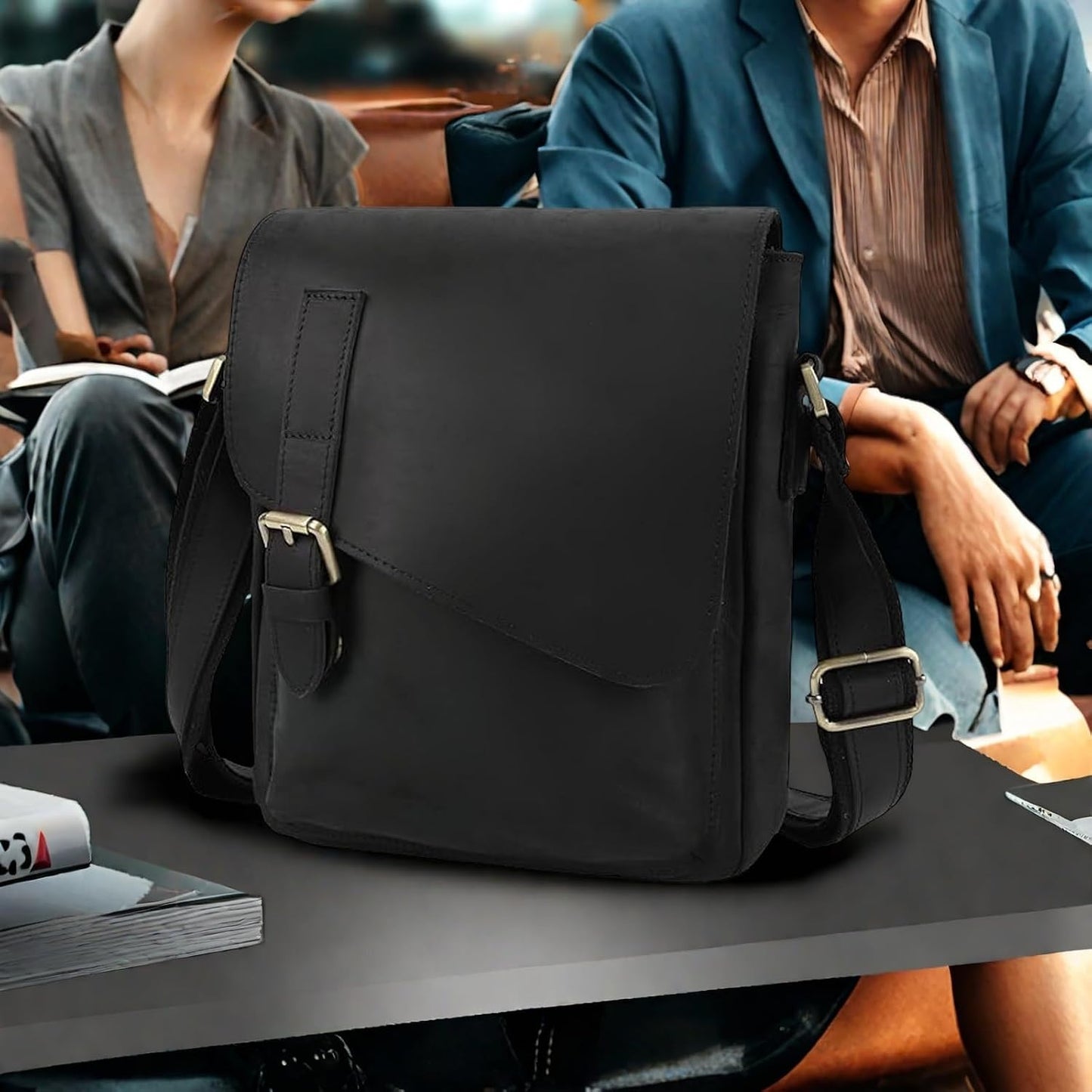 Jack&amp;Chris Bolso Mensajero de Cuero para Hombre, Bolso Bandoler...