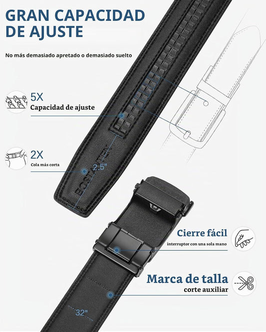 BOSTANTEN - Juego de 2 cinturones de trinquete de cuero para hombre...