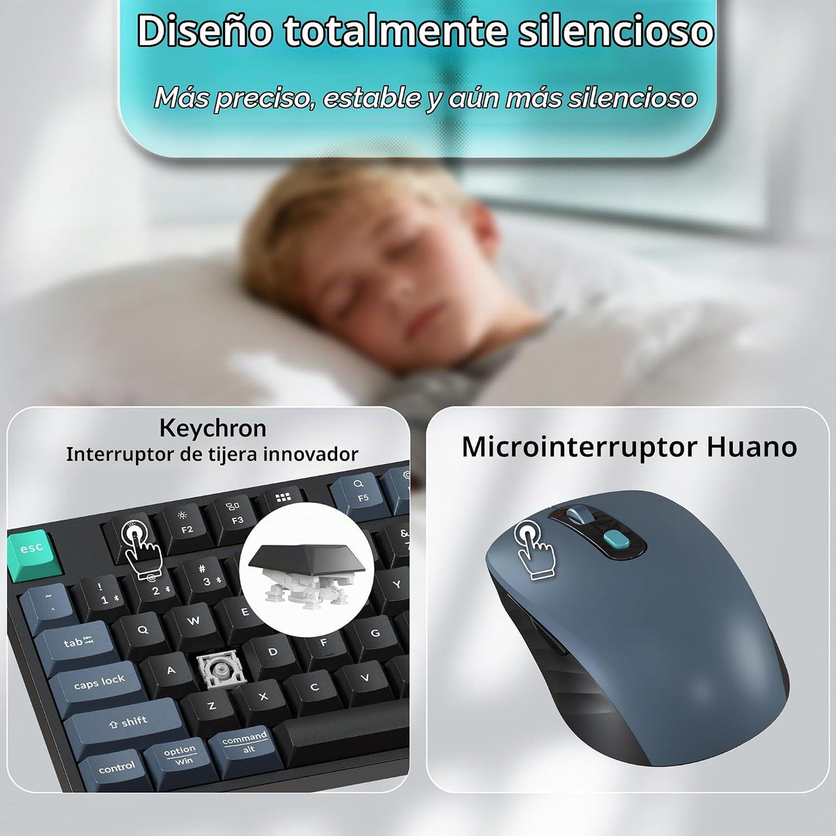 Keychron Combo de teclado inalámbrico B33 y mouse BM25, 2.4 GHz\/Bl...