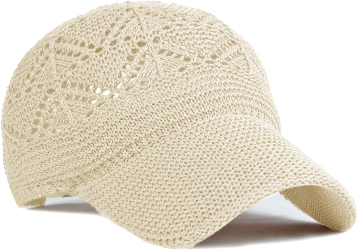 FASHIXD Gorra de béisbol de malla tejida para mujer, de hilo de ver...