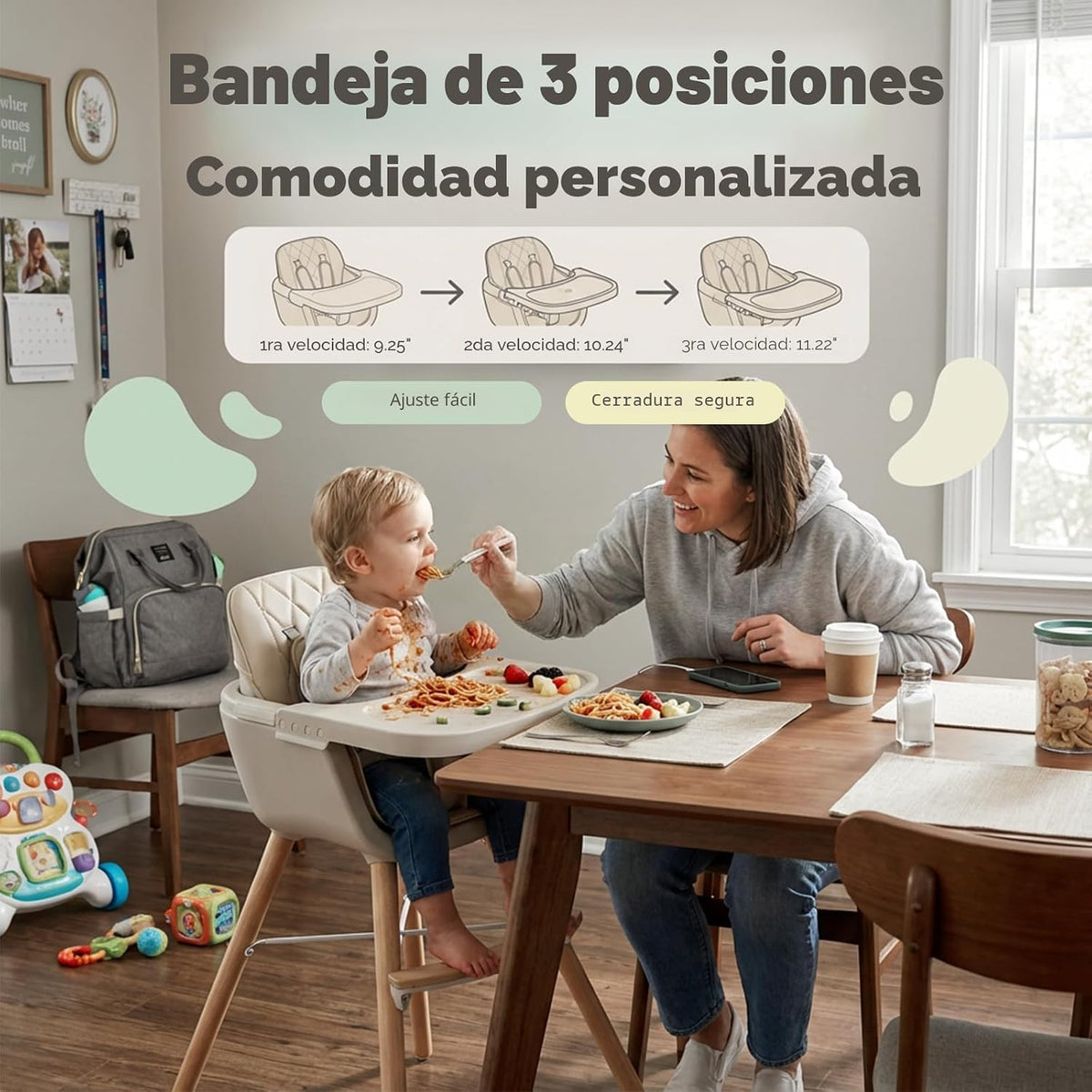Mallify Silla alta de madera 3 en 1, sillas altas convertibles para...