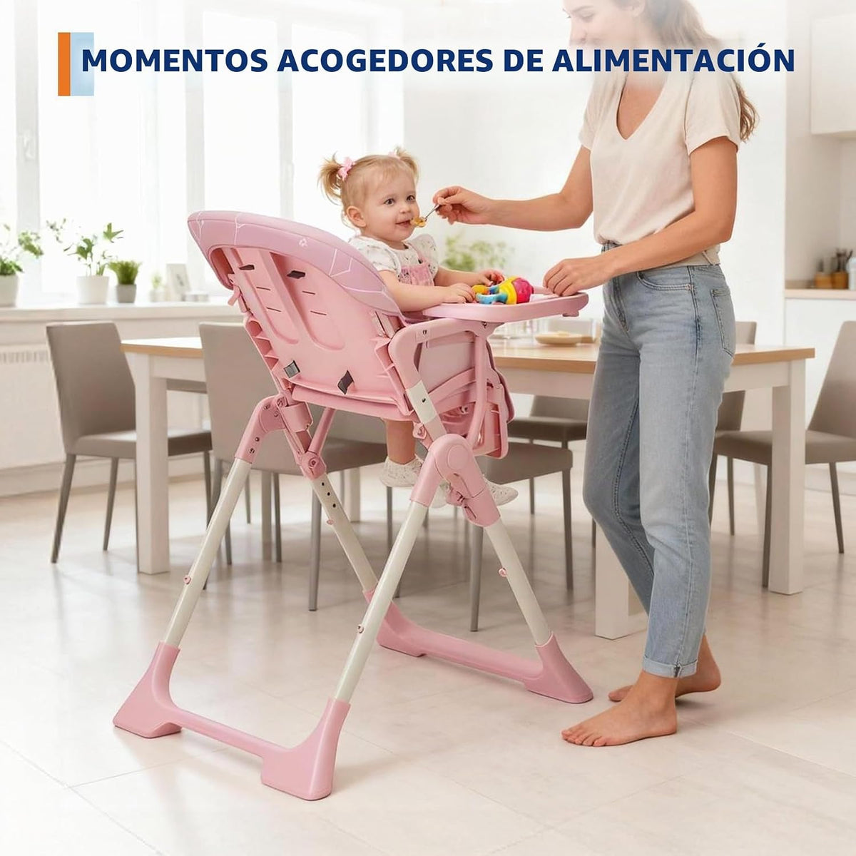 Silla alta para bebé, sillas de alimentación plegables para bebés y...