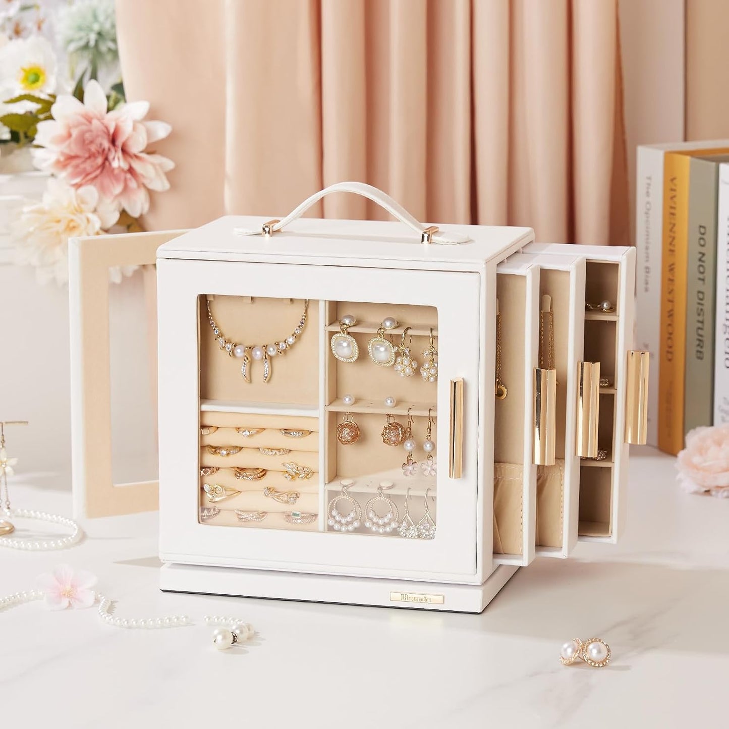 Homde - Joyero giratorio para mujer: organizador de 7 cajones con v...
