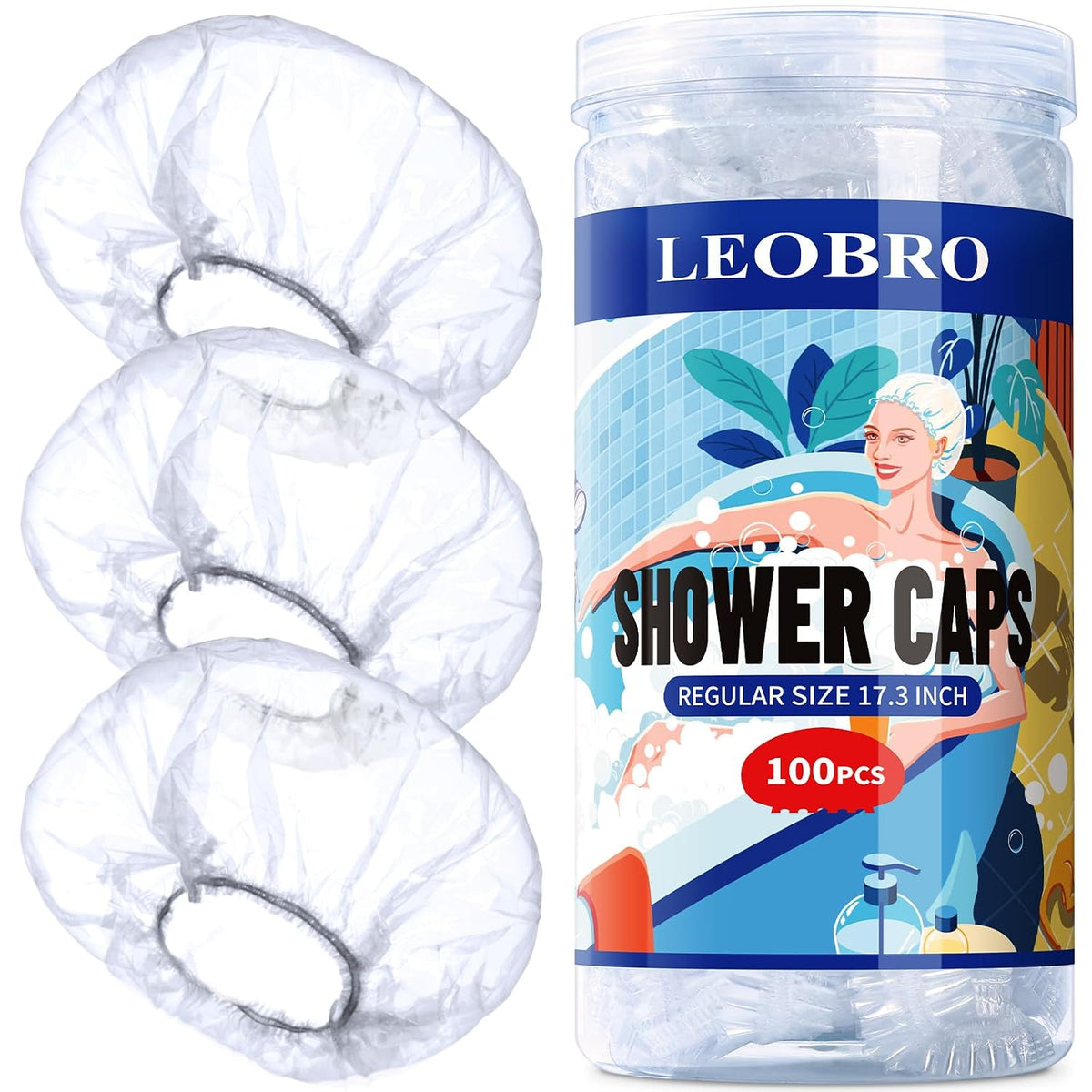 LEOBRO 100 gorros de ducha desechables, gorros de ducha para mujere...