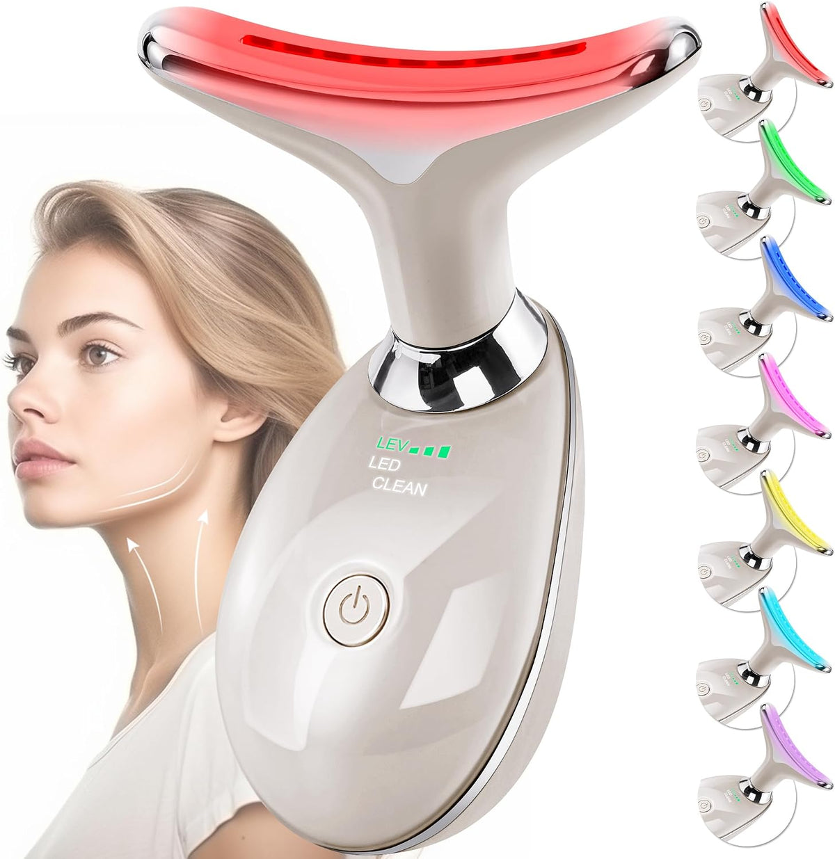 Masajeador facial con luz roja-terapia para cara y cuello, varita d...