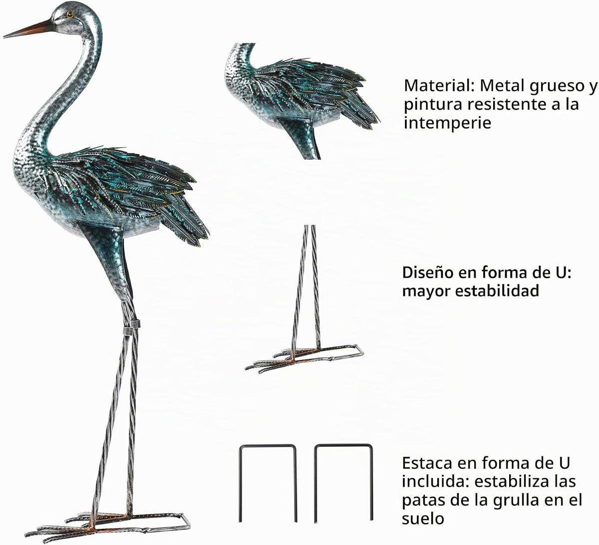 Kircust Estatua de Grulla de Jardín para Exteriores, Señuelo de Gar...