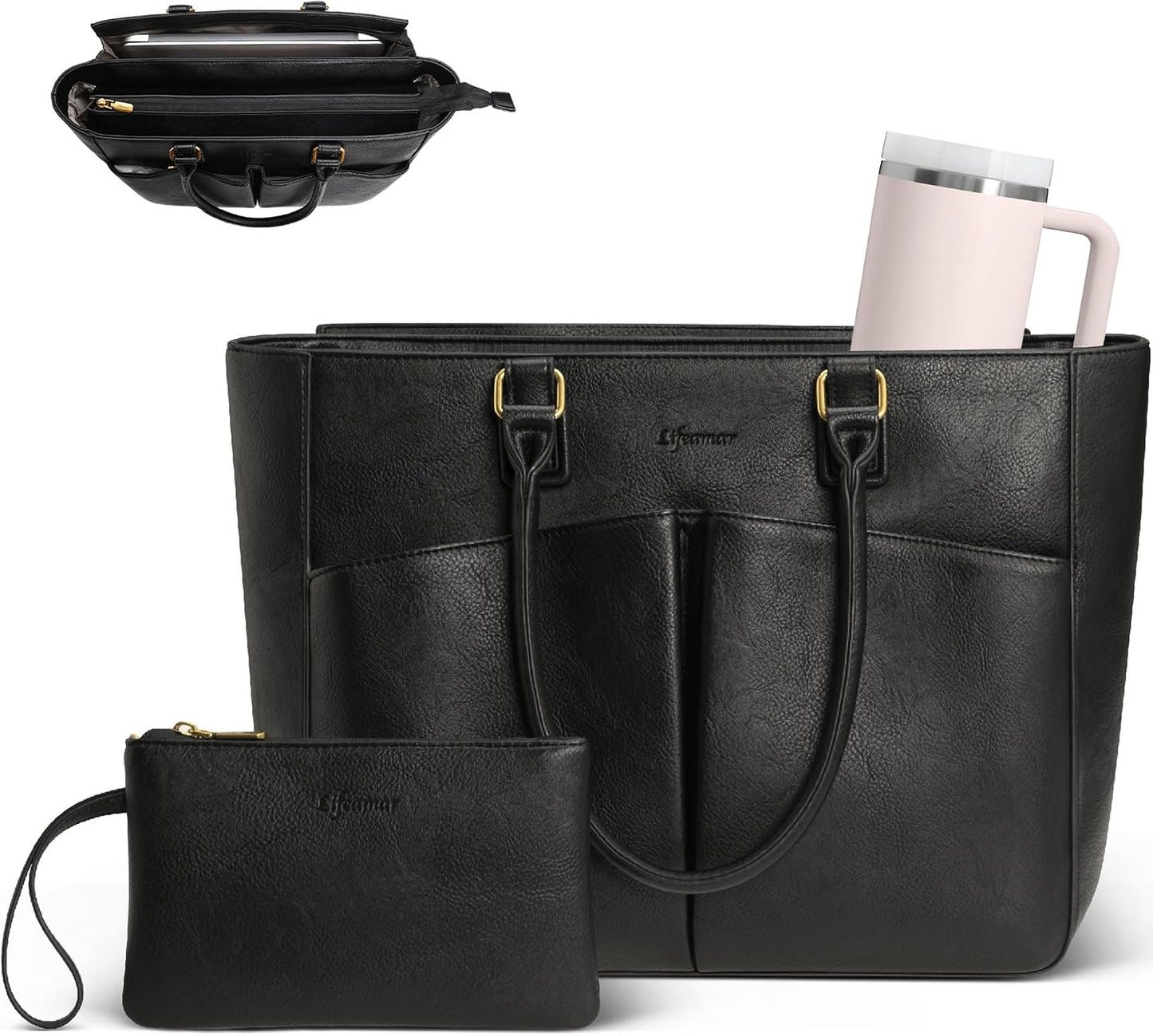 Lifeamar Bolsa de mano para computadora portátil para mujer, bolsa...