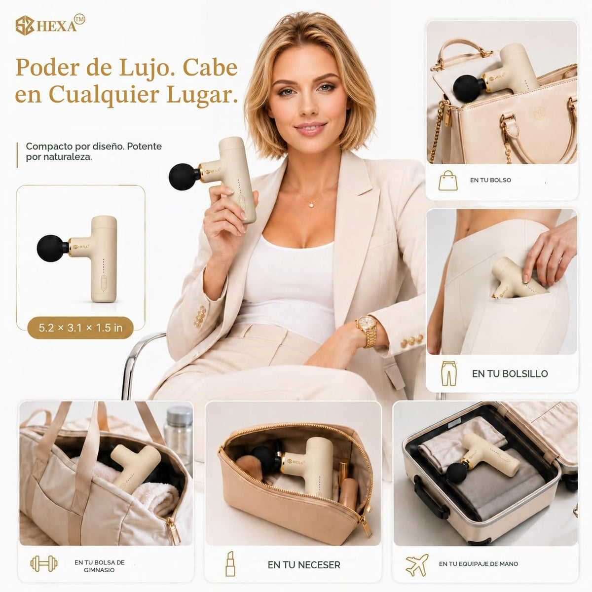 Hexa Super Mini pistola de masaje con masajeador facial, masajeador...
