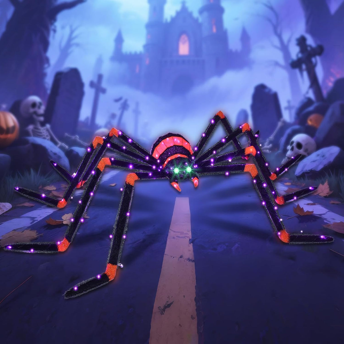 HOYECHI Decoraciones de Halloween araña gigante de 6.8 pies, decora...