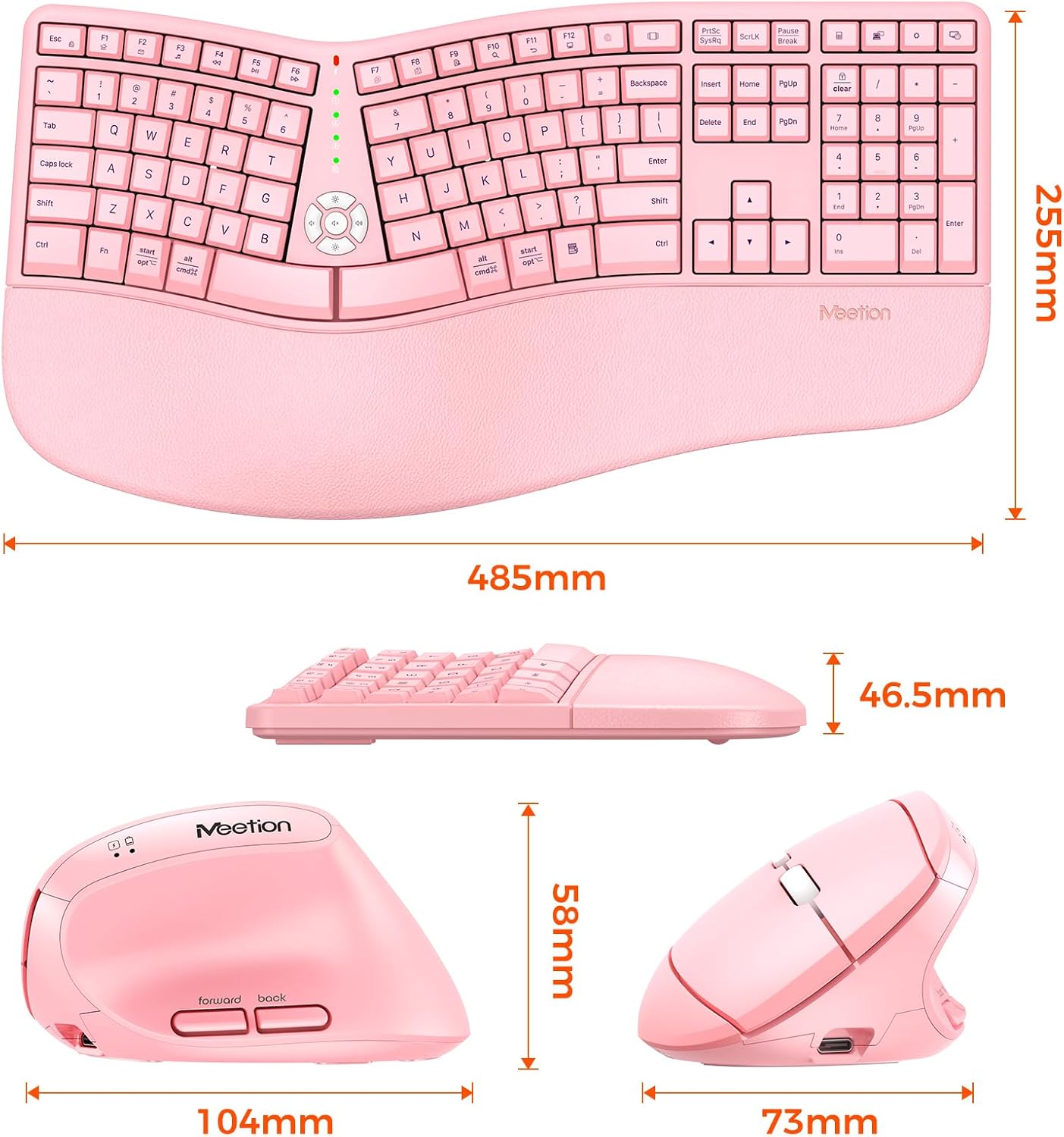 MEETION Combo ergonómico de teclado y mouse, teclado dividido inalá...