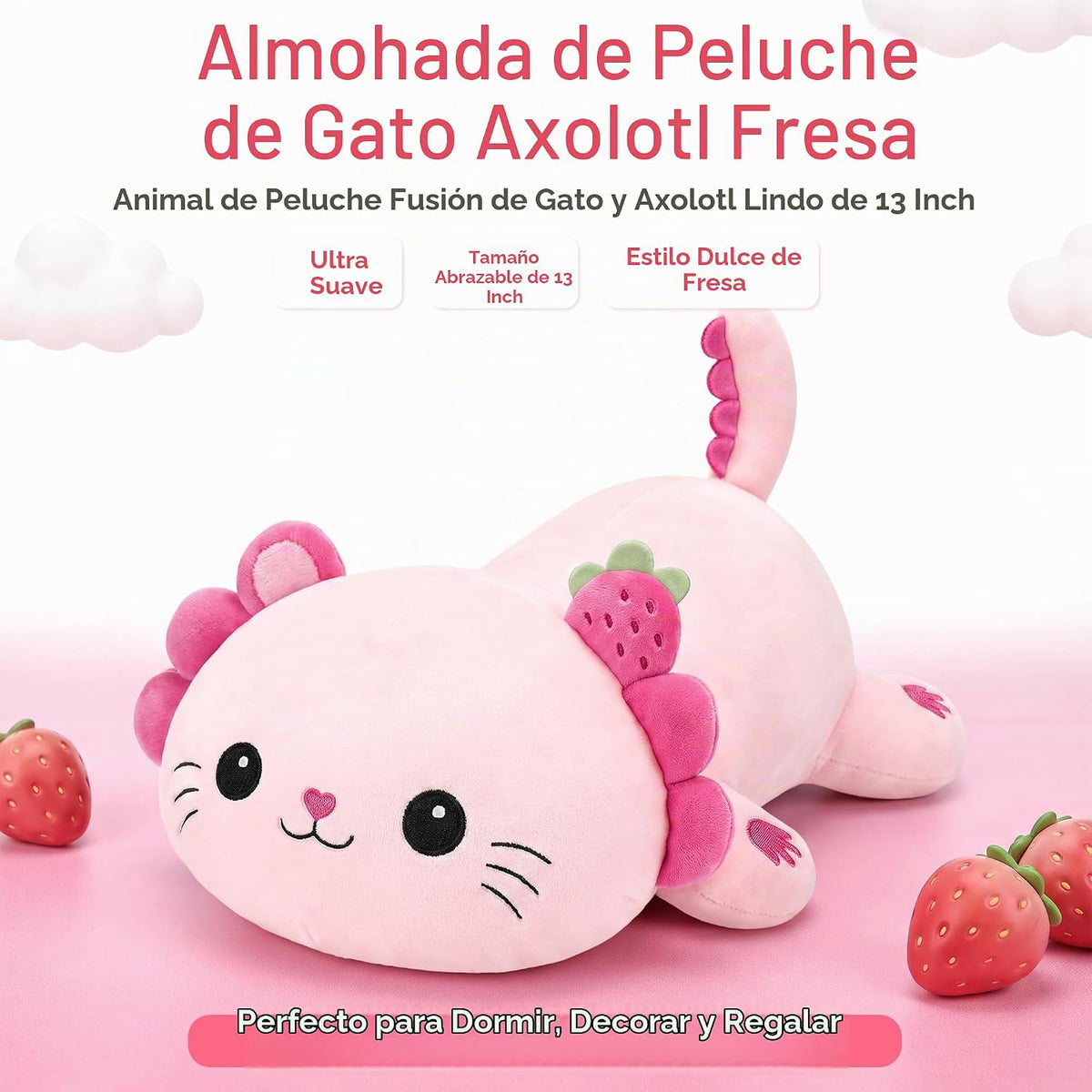 Onsoyours Almohada de peluche original de gato de ajolote de 13 pul...