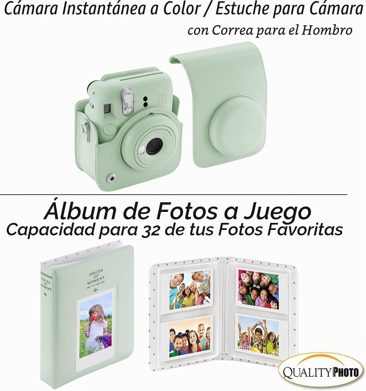 Fujifilm Cámara instantánea Instax Mini 12 con funda, calcomanías d...